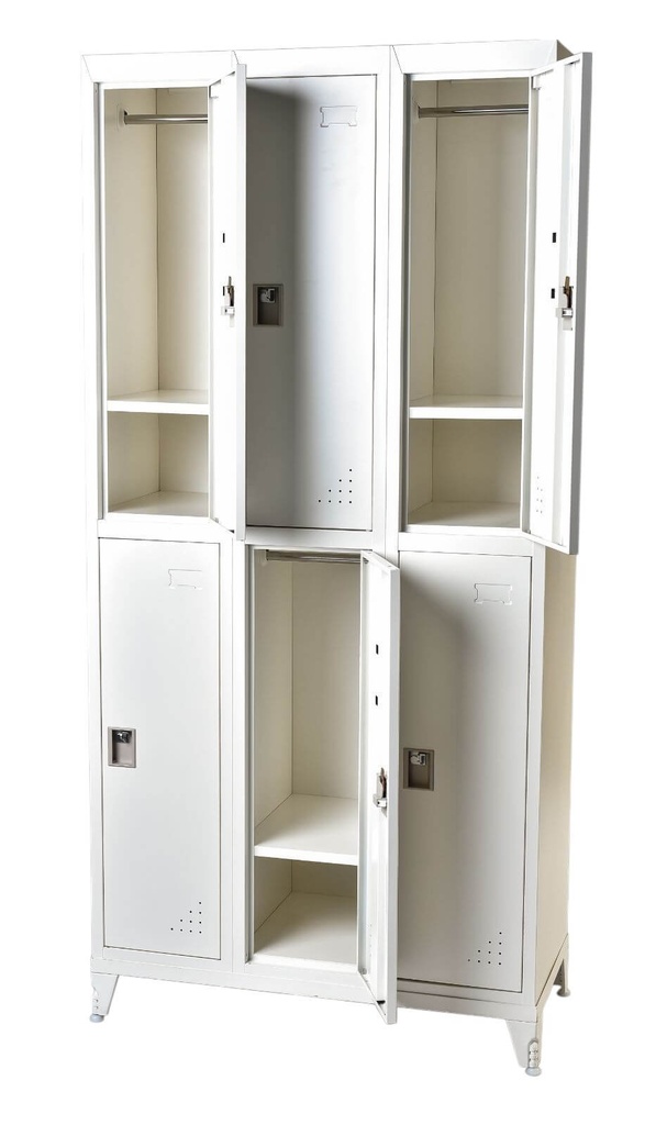 Locker tipo casillero metálico de 6 puertas