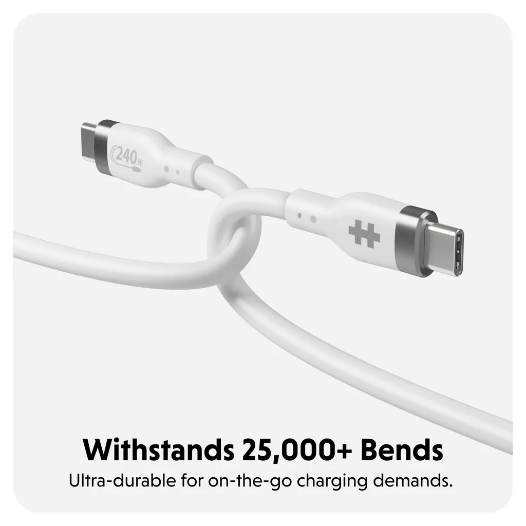 Targus cable de carga hyper USB-C 2.0  silicona 240W 3.3' blanco - HJ4001WHGL - 3