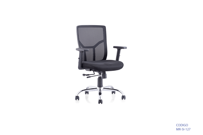 Silla de oficina secretarial en malla con brazos y asientos ajustable