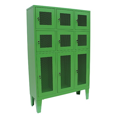 Locker metálico de 9 puertas o espacios color verde