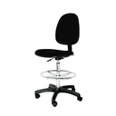 Silla de cajero negra en tela con descansa pies