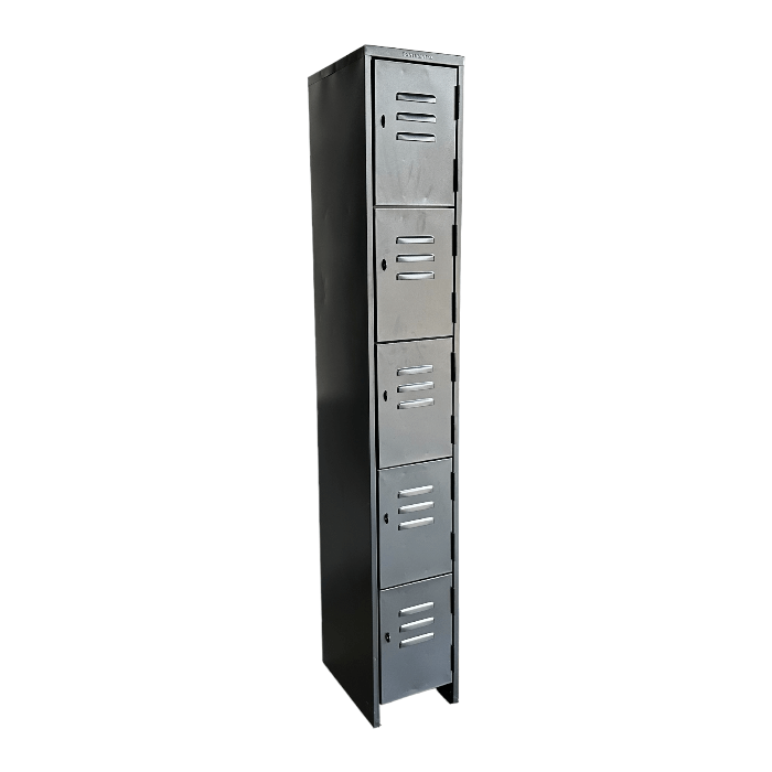 Locker metálico de 5 compartimientos con ventilación y aldabas