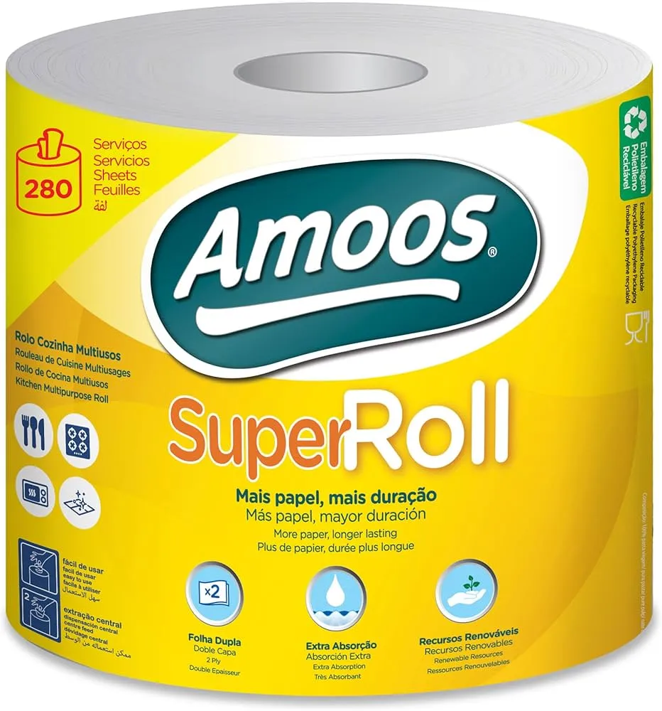 Amoos toalla mayordomo super roll doble hoja 281 h paq 6 und J627003.4