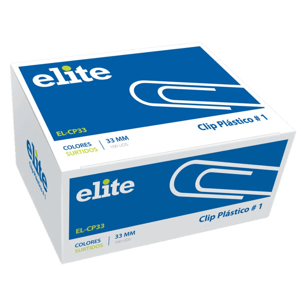 Elite clip standard 33 mm plastico colores caja 100 unid el-CP33