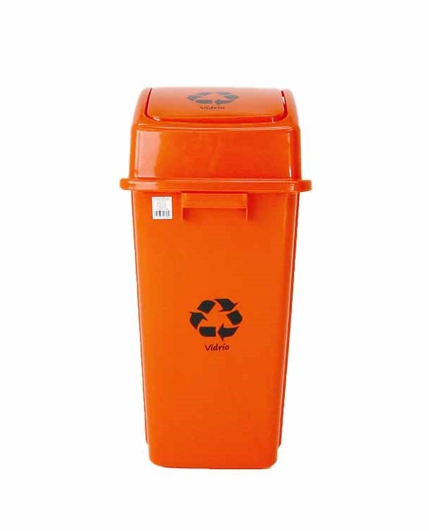 Basurero reciclaje naranja