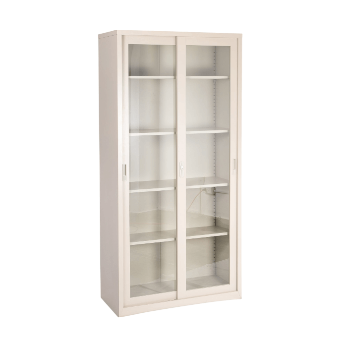 [MR-ARM-25-BG] Armario Papeleria 2 Puertas todas de Vidrio color beige 185 (Beige)