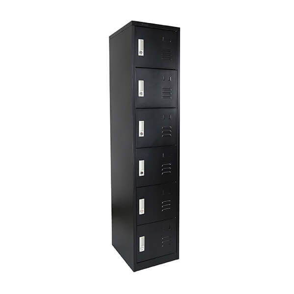 Locker Metálico Negro de 6 Compartimentos con Llave