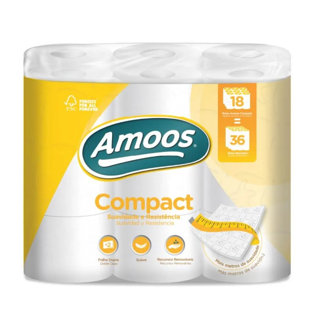 Amoos papel higienico compac doble hoja 266 H 18 rollos paq x 1 -H623212.0
