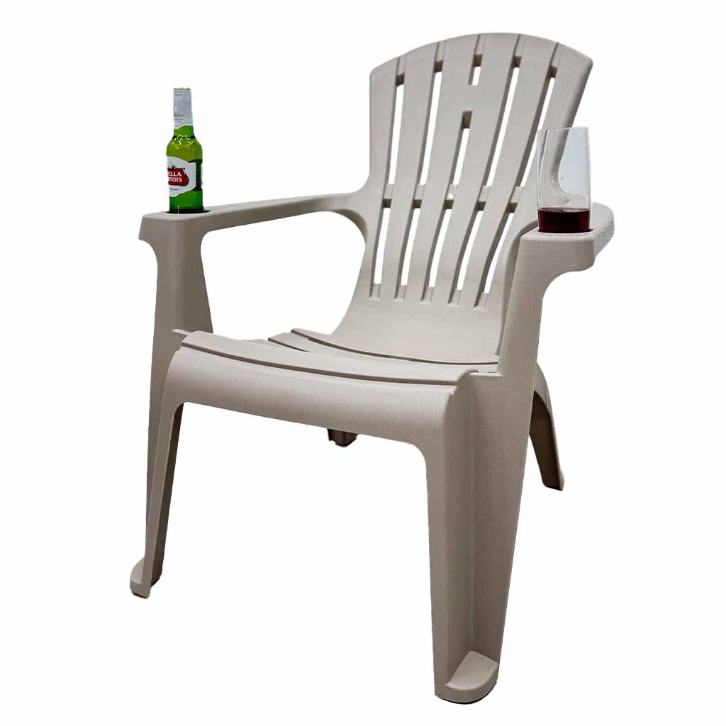 Silla plástica con porta vaso
