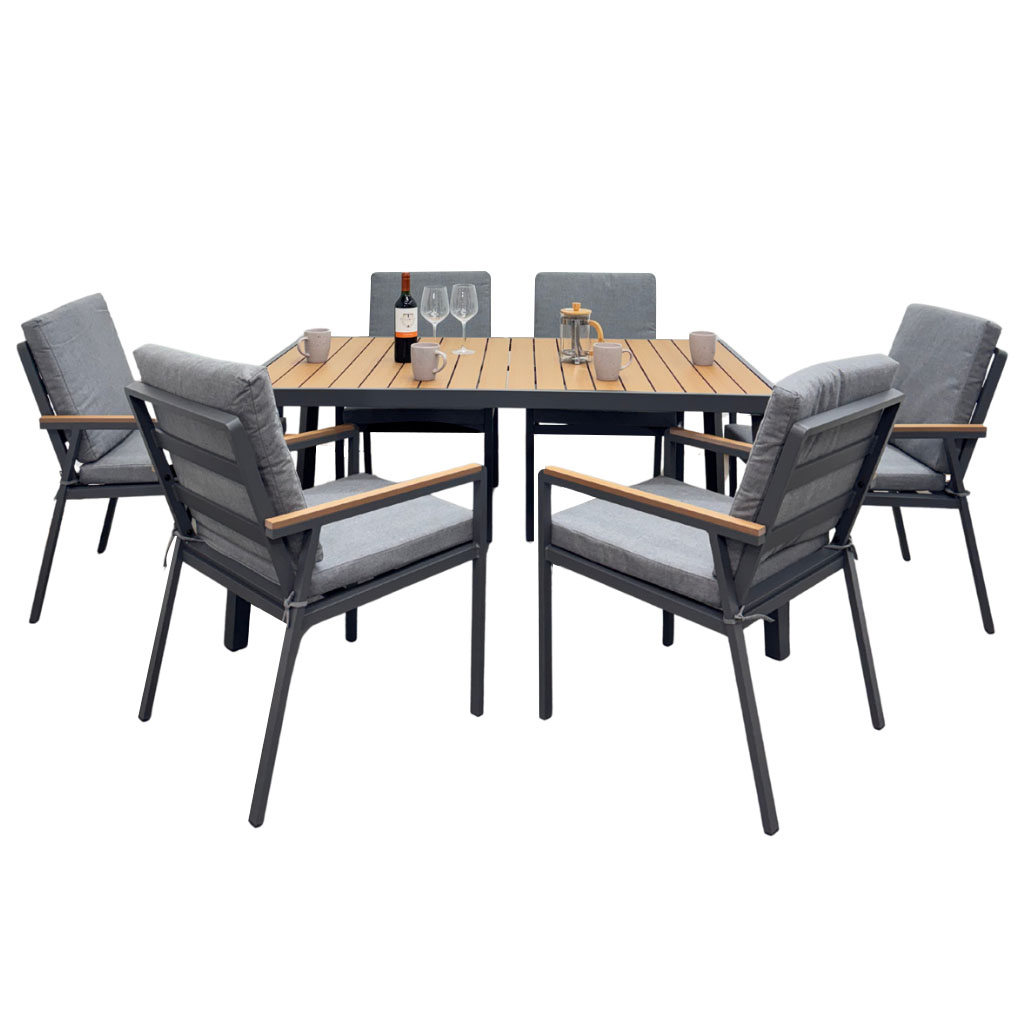 [TK-CM-08]  Juego de Comedor 6 Sillas Aluminio