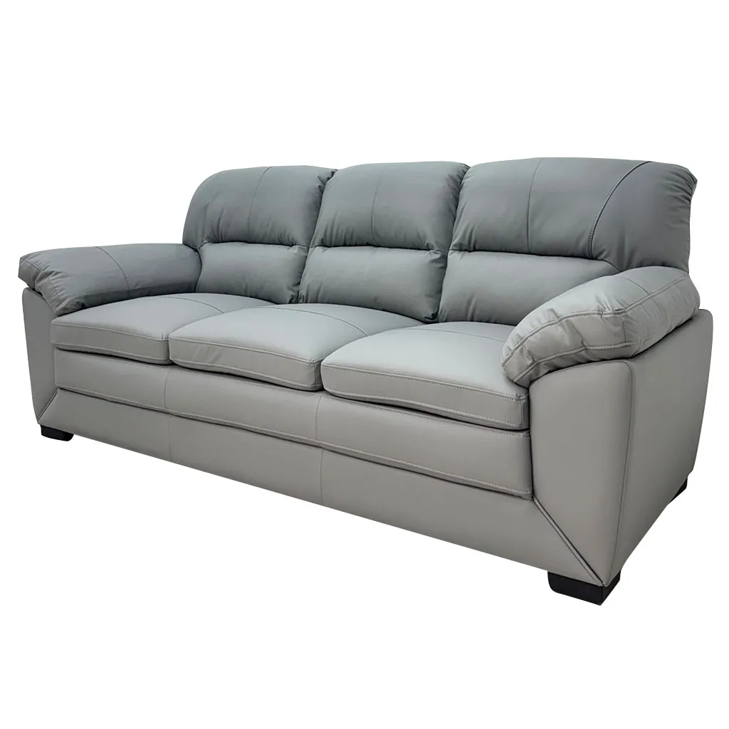 SOFA TRIPLE CUERO SINTETICO GRIS