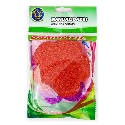 [DTF-BA00384] Barrilito calcomania de foamy flor fs003 con pegamento 9.6 cm 10 piezas 3 colores