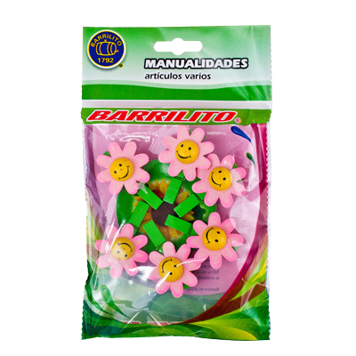 [DTF-BA00409] Barrilito clip de madera flores rosas wclp10p 6 piezas